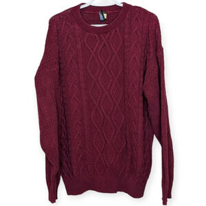 Vintage Traverse Woolen Co Cranberry Wine Knit Crew Neck Mens Medium Sweater Uni